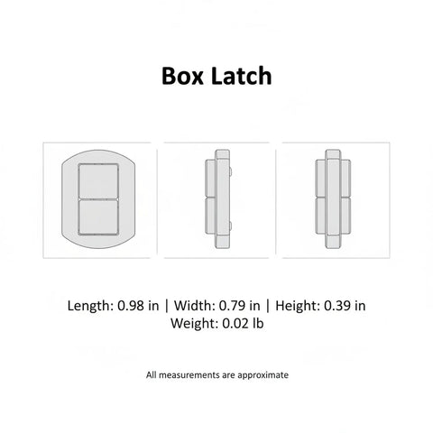 Diagram of Gold Box Latch Closure For Jewelry Boxes, Craft Chests, And Small Containers, Zinc Alloy Hardware 25x20mm, multiple views
