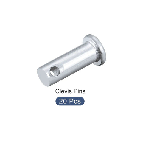 Heavy Duty Rock Solid Carbon Steel Clevis Pins 8mm X 20mm Flat Head Single Hole Fasteners close-up view of one pin