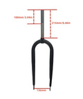 Beefy Fat Tire 26X4 Inch Threaded Steel Rigid Bike Fork for MTB and Road Cruisers, shown with 215mm steerer tube.