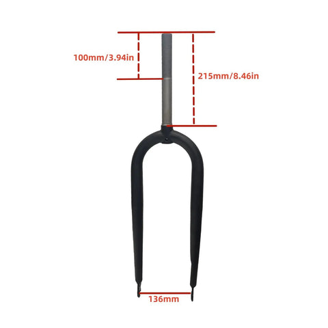 Beefy Fat Tire 26X4 Inch Threaded Steel Rigid Bike Fork for MTB and Road Cruisers, shown with 215mm steerer tube.