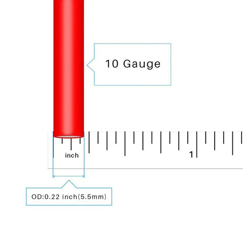 Red wire from 10 Gauge Silicone Wire Kit With 7 Color Options 25 Ft Per Color Ultra Flexible 10 AWG Stranded Tinned Copper Wire