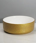 Bathroom Sink Retro Household Golden Round Sink Light Luxury Texture Pattern Bathroom Above Counter Basin Balcony Wash Basin Bathroom Sink Vessel, 360 * 360 * 130Mm with textured golden exterior.