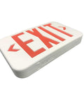 LED Emergency Exit Sign Double Face With Battery Backup Kit in fire retardant ABS housing, UL Certified, angled view