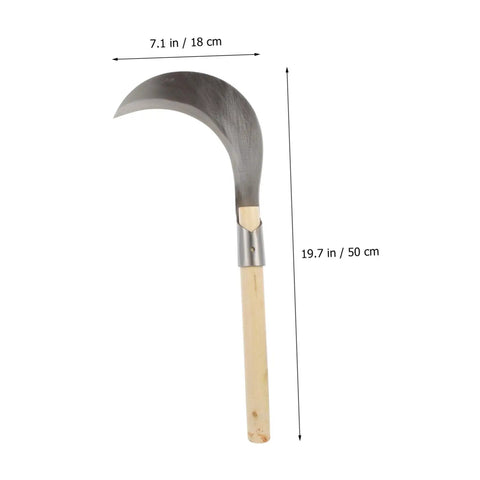 Multipurpose Long Handled Sickle For Gardening With Manganese Steel Blade And Wooden Grip Ergonomic Tool for garden use
