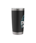 Black Crew First Land Later Sailboat Stainless Steel Insulated Tumbler shown from front angle