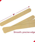 Heavy Duty Six Inch Wooden Tongue Depressors Bulk Pack Of Five Hundred Nonsterile Smooth Edged Diagnostic Sticks For Medical Practice And Crafting Supplies The Real Deal, showing four smooth hardwood sticks.