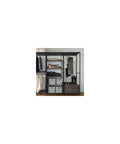 Customizable Wood Walk In Closet Organizer System For Bedroom Storage Maximizes Space Easy Assembly with hanging clothes and storage bins.
