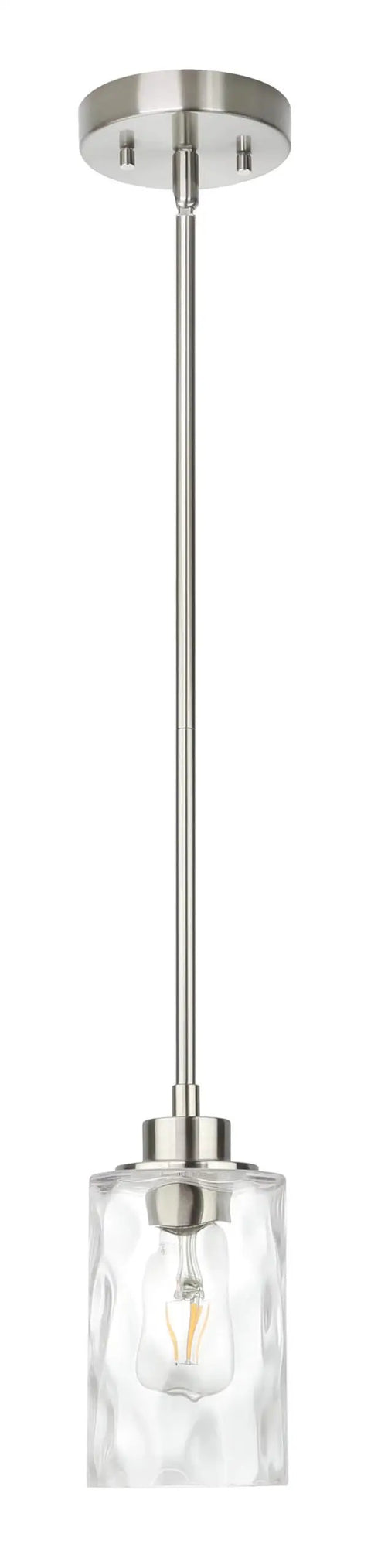 Clear Glass Pendant Light With Brushed Nickel Finish, 1 Light Modern Mini Pendant For Kitchen Island, Adjustable Hanging Light Fixture