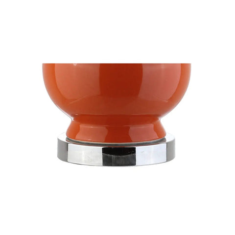 Close-up of the base of Coral Modern Ceramic Gourd Table Lamp With White Linen Drum Shade, 27.5 Inch Tall, LED Bulbs Included.