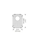 Diagram of Diamond Stainless Steel Sink Grid For 60/40 Low Divide Sinks Small Bowl, 10.88in L By 15.38in W with measurements