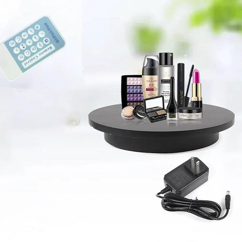 Rock The 16 5 In Electric Rotating Display Stand With Heavy 100 Kg Load For Smooth 360 Spin Photography And Video Shots Plus Remote Control Speed Adjust For Jewelry and E-Commerce Selling showcasing cosmetics.