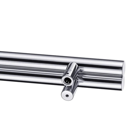 Built Tough Sixty Inch Stainless Steel Door Pull Handle With Rock Solid Standoffs Heavy Duty Push And Pull Grip Ergonomic Design For Barn Or Shower Doors Polished Chrome Finish