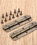 Two Pack 51x16mm Decorative Hinges For Doors Cabinets Jewelry Boxes Luggage And Vintage Furniture With Screws on wood surface
