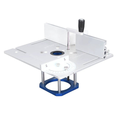 Must Have Router Table Lift Kit Featuring Smooth Adjustable Aluminum Platform And No Sweat Install Woodworking Insert Base Plate For 64mm To 65mm Routers, close-up view.