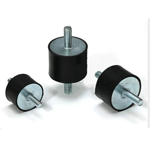 Heavy Duty Rubber Shock Absorber Mount With Metric Male To Male Rod Threads Bobbin Damper in three sizes for vehicle stability.