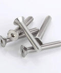 Flat Head Socket Cap Screws 3/8-16 Inch, 1 Inch Length, Fully Threaded Countersunk Bolts With Allen Hex Drive, 18-8 Stainless Steel 304 Bright Finish, 10 Pack For Heavy Duty Metalworking And Pro Grade Assembly shown on white background.