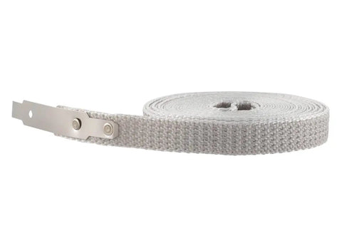 Top Tier Blind Strap Replacement Kit For Retractable Window Coverings with heavy duty gray strap rolled with stainless steel clips.