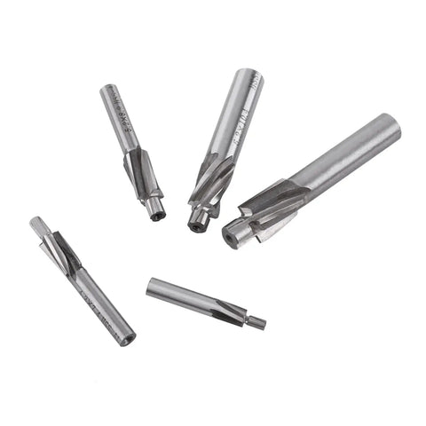 Set of Dope Pro Grade 5 Piece Counterbore Drill Bit Set With HSS Aluminum Straight Shank Four Flute End Mills M3 To M8.