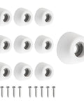 White Round Cutting Board Rubber Feet No Sweat Thermoplastic Base Pads With Stainless Screws For Kitchen Counter Stabilization.