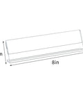 Clear Desk Name Plates Set Of 12 Personalized 2x8 Inch Sign Holders for Table Displays illustration with dimensions.