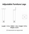 Adjustable Furniture Legs With Screws, Cold Rolled Steel Leveling Feet blueprint with dimensions, 7.09-inch height.