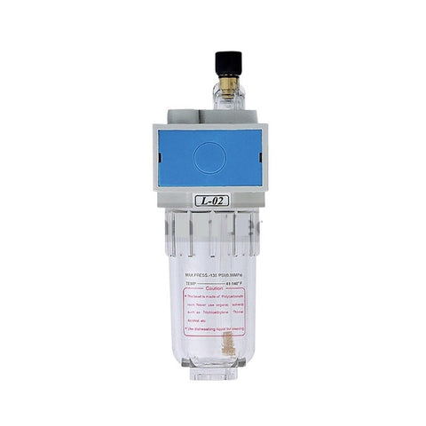 Close-up of Air Prep Unit Kit for Pneumatic Systems 1/4 3/8 1/2 3/4 Inch With Filter Regulator Lubricator FRL Type One, High Flow UL Listed