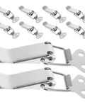 10PCS Premium Stainless Steel Draw Toggle Latch Spring Loaded For Tool Box And Gear Case Heavy Duty Secure Door Clasp Perfect For Cabinets, showcasing two latches with eight additional ones.