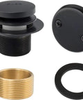 Tip‑Toe Bathtub Drain Stopper Set, Brass ABS Construction for Standard Tub Drains, black and brass components, various fittings.