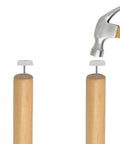 Hammer installing Premium 50 Pack Nail On Furniture Glides 18mm White Chair Foot Pads on wood chair legs.