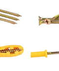 Heavy Duty Concrete Anchor Bolts Kit M6 M8 176 Pcs Self Tapping Screws With Plastic Expansion Plugs Yellow Zinc Plated Carbon Steel No Prep Install Suits Wall Mounts On Concrete And Masonry Surfaces, screws and plugs shown