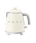 Mini 50s Retro Style 3 Cup Electric Kettle With Double Wall Insulation, Anti Slip 360 Degree Base, Cream Finish, front view.