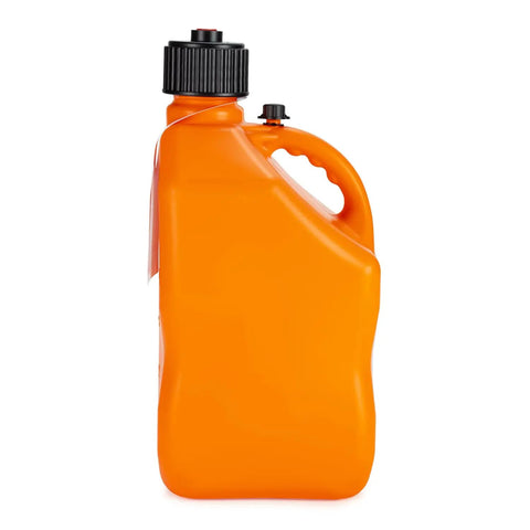 No Sweat Five Point Five Gallon Square Jug Bundle In Loud Orange Features three heavy duty containers, side view of orange jug.