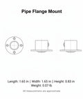 Diagram of Pipe Flange Mount For Industrial Furniture DIY Black Stainless Steel Bracket with side and top view dimensions.