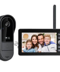 Wireless Video Doorbell With No Subscription No WiFi No App Needed 1080P HD Video 4.3 Inch Screen shown with doorbell camera