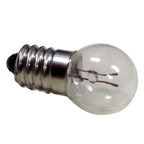 Close-up of a single E10 mini screw base light bulb, part of the 50 Pack Of Premium E10 Mini Screw Base Light Bulbs Running On 1.5V Dc.
