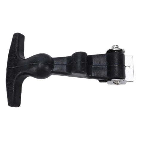 Close-up of Beefy 4 Piece Elastic Stainless Steel Hood Latch Kit with T Handle Hasp, showing latch and bracket detail