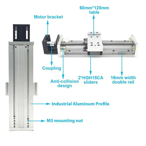 Slick Dual Rail Linear Guide Module With Enclosed Aluminum Sliding Table And Manual XYZ Axis Stage Running Super Smooth On 900Mm Travel SFU1605 Ball Screw Rock Solid Class C7 Precision Heavy Duty Shield, showing detailed components.