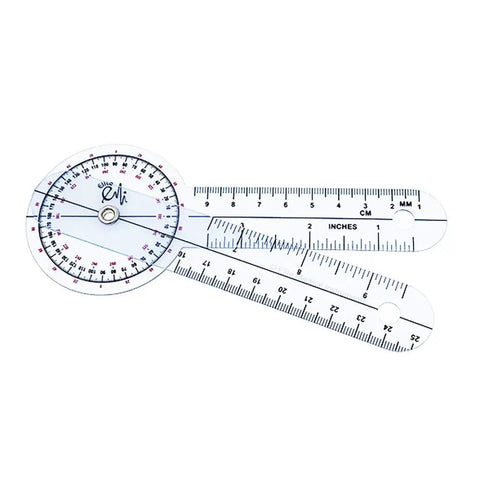 Original 6 Piece Goniometer Set Plus Measuring Tape 7 Piece Comprehensive Angles Kit For Physical Therapy And Rehab EGM431 Includes Multiple Size Goniometers, clear plastic angle ruler