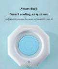 2 In 1 Smart Cup Electric Beverage Warmer And Cooler Chill Or Heat Your Daily Drinks Straight Up Temperature Control desk heater docking station in white with blue accents.