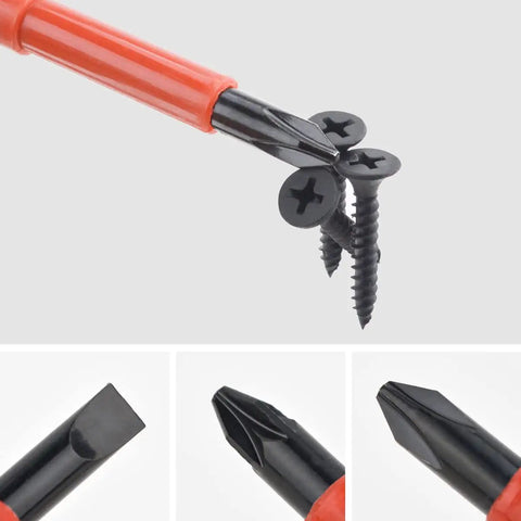 Heavy Duty Pro Grade 11 Piece VDE Insulated Screwdriver Set 1000V with magnetic black tips holding screws