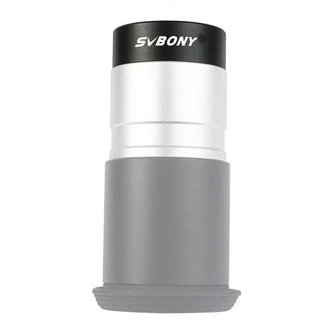 0.5x Telescope Focal Reducer For 1.25 Inch Eyepieces With M28x0.6 Threads, silver and black design, expands field of view.