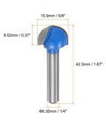 Round Nose Router Bit With Five Eighth Inch Cutting Diameter And One Quarter Inch Shank Pro Grade Cemented Carbide Cove Box Cutter