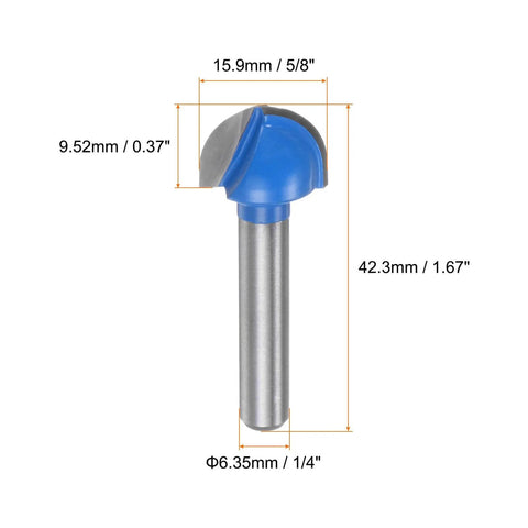 Round Nose Router Bit With Five Eighth Inch Cutting Diameter And One Quarter Inch Shank Pro Grade Cemented Carbide Cove Box Cutter