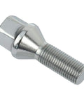 Close-up of a silver 12x1.25 Wheel Lug Nut with 28mm shank for Jeep Compass, Cherokee, and similar models.