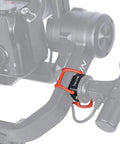 Beast Mode Hot Shoe Mount Adapter with Elastic Rubber Band wraps around gimbal arms for microphone support.