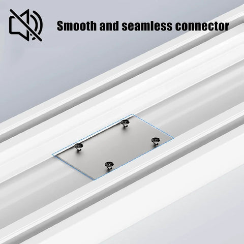 Heavy Duty Double Track Curtain Rail Kit 2.5ft Silent Ceiling Track System with smooth connector, adjustable black finish