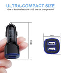 Heavy Duty Type C Fast Car Charger With Included Cable For Samsung And Android Devices Quick Cigarette Lighter Adapter Plug, compact size with dual USB ports.