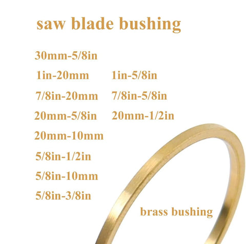 Set of 4 brass saw blade bushings/adapters, 1in–5/8in sizes, 1.5mm thick