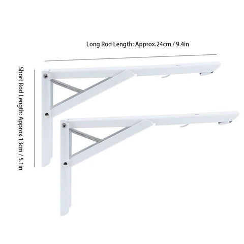 Foldable Metal Wall Shelf Bracket Set 2 Pack With Screws 24Cm By 13Cm Right Angle Triangular Support Space Saver Wall Mount Shelf Brackets