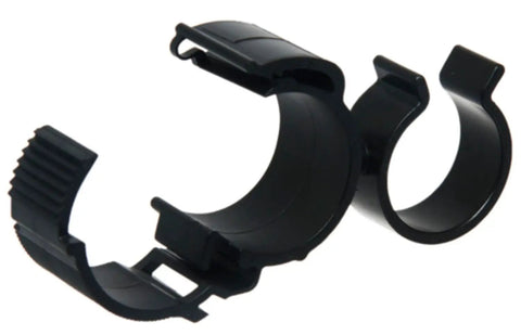 Plastic black retaining clips for Drop In Ready Drive Motor Inverter Cooler Water Pump for 2005 through 2010 Ford vehicles.